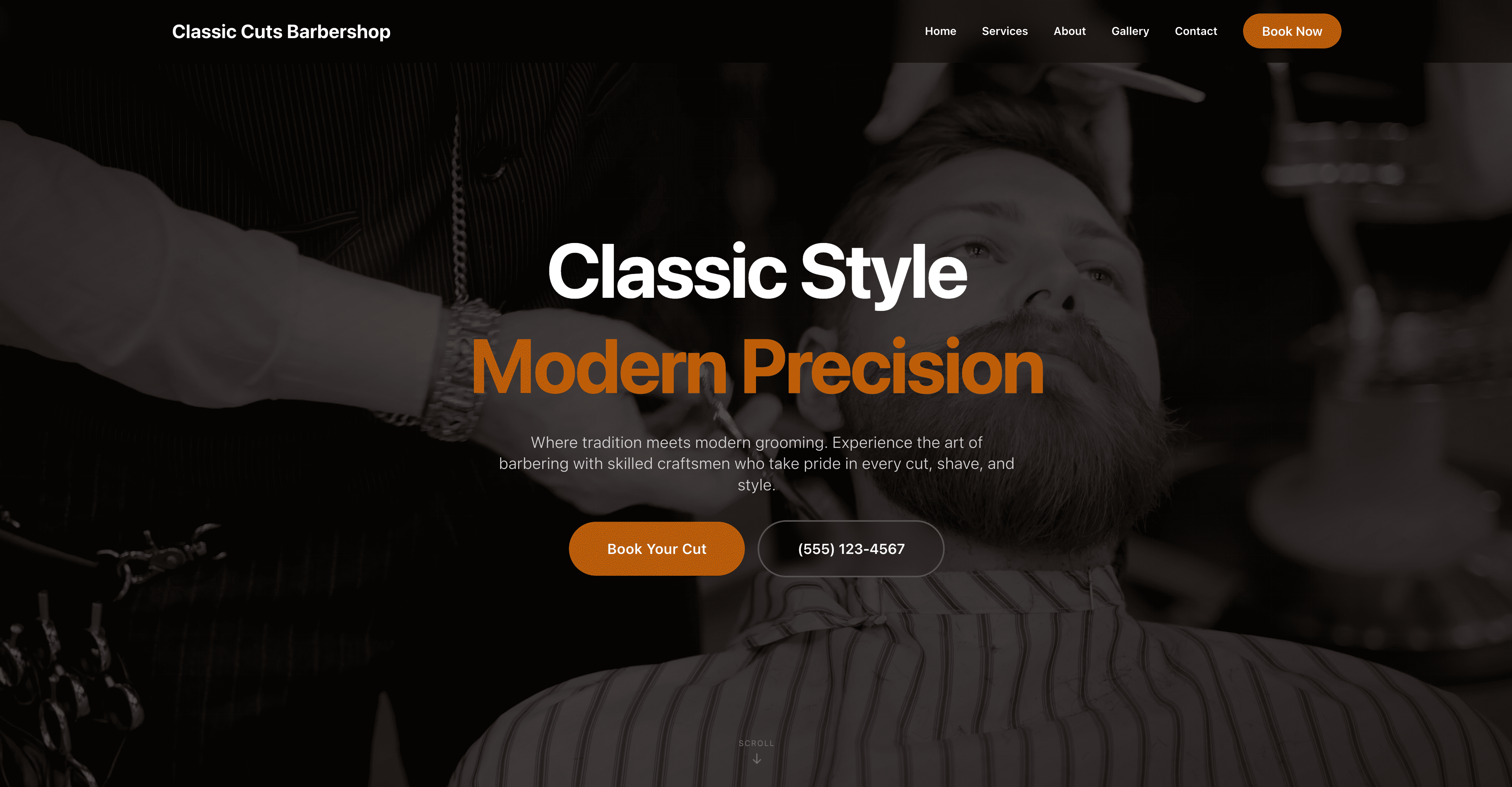 Barbershop website built with ROXO Hub