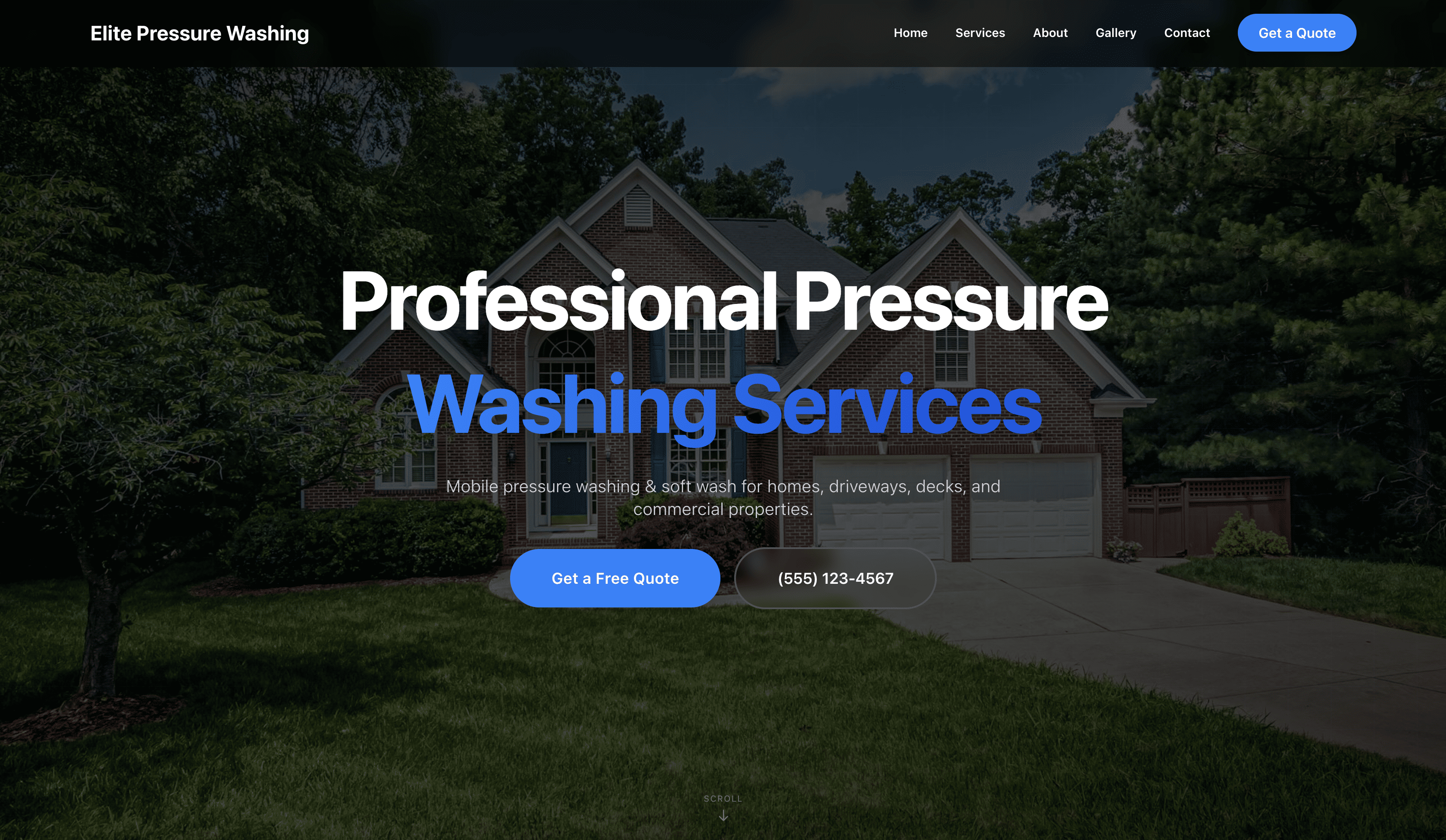 Pressure washing website built with ROXO Hub